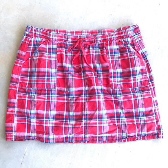 Kim Rogers Pants - Kim Rogers Dakota Red White Plaid Cotton Skort